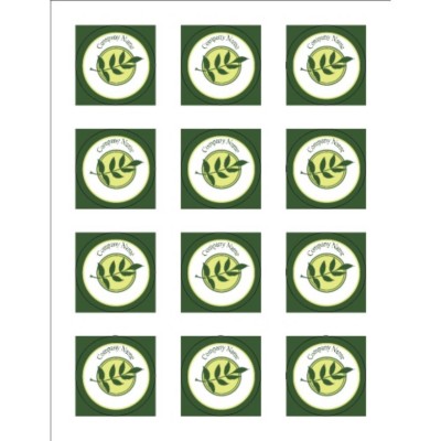 Green Sprig 2" Round Labels, 12 per sheet
