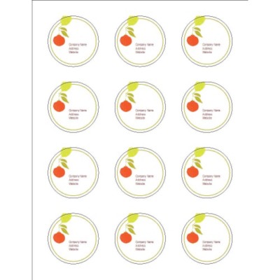 Fruits Design 2" Round Labels, 12 per sheet