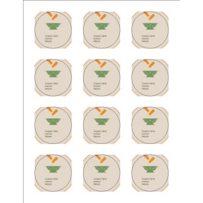 Kitchen Utensils 2" Round Labels, 12 per sheet