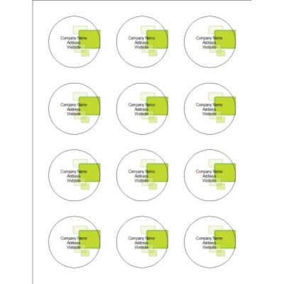 Green Squares Print to the Edge Round Labels, 12 per sheet