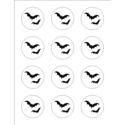 Halloween Bats Round Labels, 12 per sheet