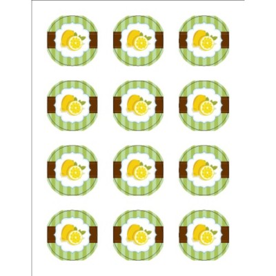 Old-Fashioned Lemons Design Round Labels, 12 per sheet