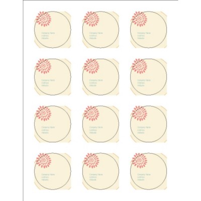 Pink Flower Burst Print-to-the-Edge Round Labels, 12 per sheet