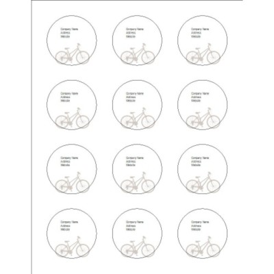 Grey Bicycle Print-to-the-Edge Round Labels, 12 per sheet