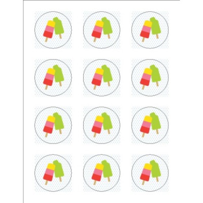Popsicles Round Labels, 12 per sheet
