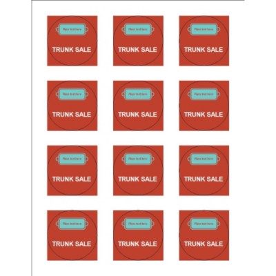 Bright Red Design 2" Round Labels, 12 per sheet