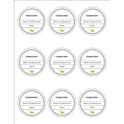 Modern Green Leaf Print to the Edge Round Labels, 9 per sheet