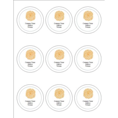 Orange Flower Print to the Edge Round Labels, 9 per sheet