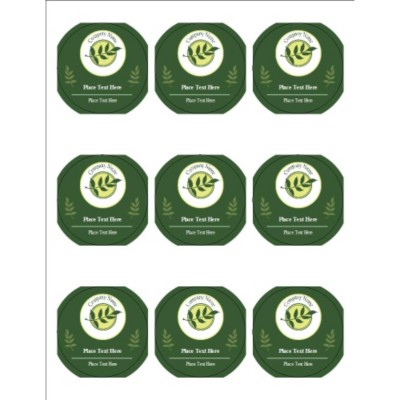 Green Sprig with Background 2.5" Round Labels, 9 per sheet