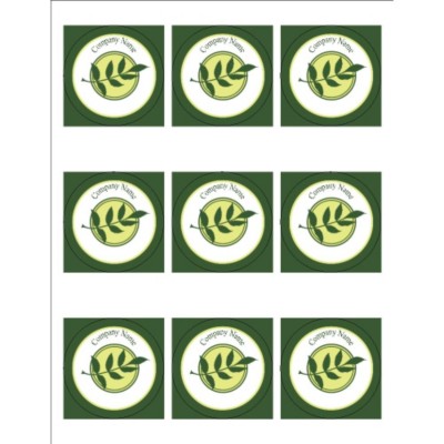 Green Sprig 2.5" Round Labels, 9 per sheet