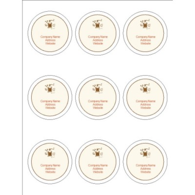 Coffee Grinder 2.5" Round Labels, 9 per sheet