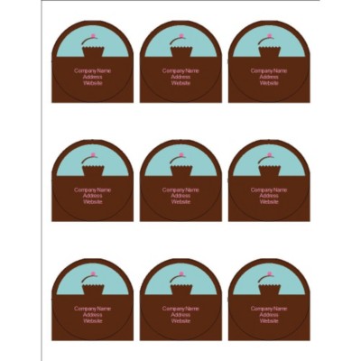 Turquoise with Brown Block 2.5" Round Labels, 9 per sheet