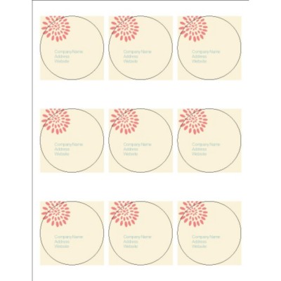 Pink Flower Burst Print-to-the-Edge Round Labels, 9 per sheet