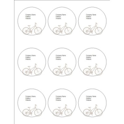 Grey Bicycle Print-to-the-Edge Round Labels, 9 per sheet