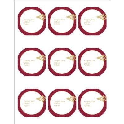 Burgundy Border 2.5" Round Labels, 9 per sheet