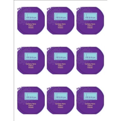 Purple Background 2.5" Round Labels, 9 per sheet