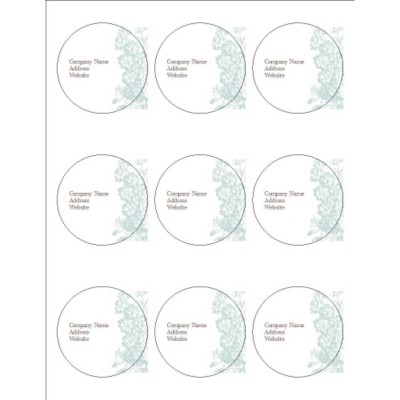 Blue Flourish Design 2.5" Round Labels, 9 per sheet