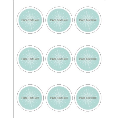 Turquoise and Brown Glossy Print-to-the-Edge Round Labels , 9 per sheet
