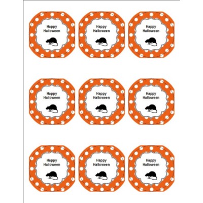 Oh Rats! With Orange Dot Pattern Print-to-the-Edge Round Labels , 9 per sheet