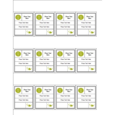 Modern Green Leaf Removable Shelf Tags, 12 per sheet