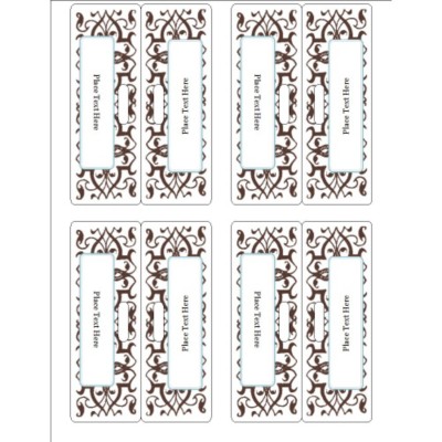 Classic Teal and Brown Pattern Printable Bag Topper with Bags, 4 per sheet