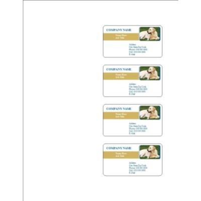 Animal Care Self-Laminating Business Card, 4 per sheet