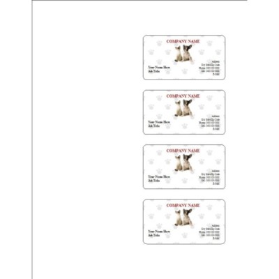 Animal Care Paw Prints Self-Laminating Business Card, 4 per sheet