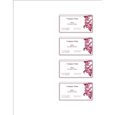 Elegant Flourish Border Self-Laminating Business Card, 4 per sheet