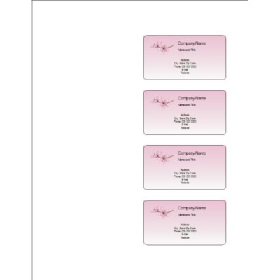 Cherry Blossoms Self-Laminating Business Card, 4 per sheet