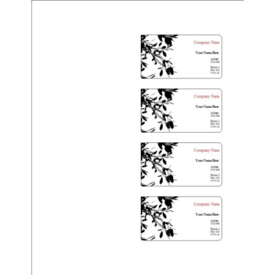 Black Leaves Self-Laminating Business Card, 4 per sheet