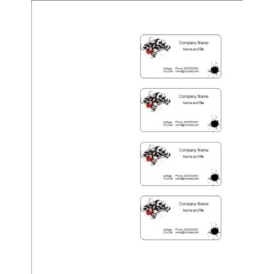 Flourish with Splatter Self-Laminating Business Card, 4 per sheet