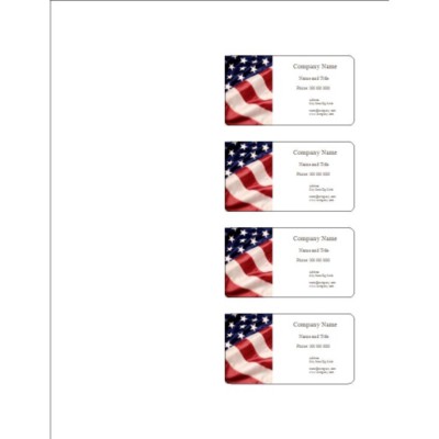 American Flag Self-Laminating Business Card, 4 per sheet