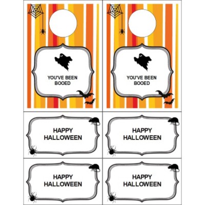 You've Been Booed with Stripe Pattern Door Hangers with Tear Away Cards , 2 per sheet