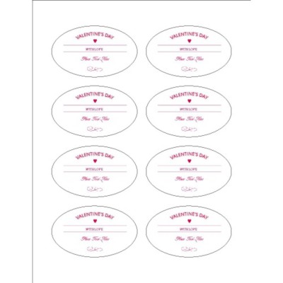 Valentine's Day with Love Print-to-the-Edge Oval Labels, 8 per sheet