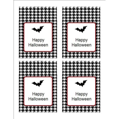 Halloween Bat with Houndstooth Pattern Print-to-the-Edge Arched Labels , 4 per sheet