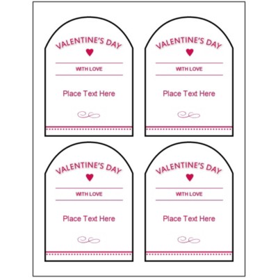 Valentine's Day with Love Print-to-the-Edge Arched Labels, 4 per sheet