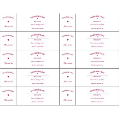 Valentine's Day with Love Tickets with Stub on Left, 10 per sheet