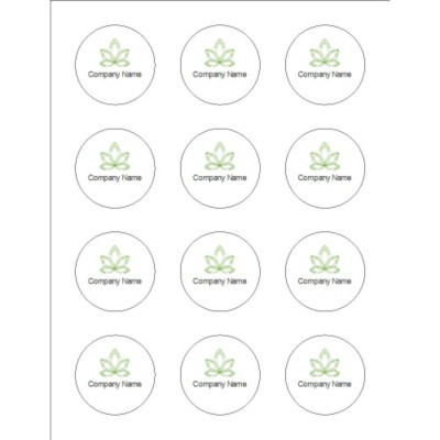 Lotus Flower Round Foil Labels, 12 per sheet