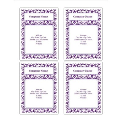 Classic Purple Pattern Rectangular Labels , 4 per sheet