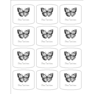 Butterfly Print-to-the-Edge Arched Square Label, 12 Per Sheet