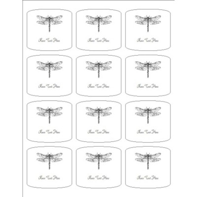 Dragonfly Print-to-the-Edge Arched Square Label, 12 Per Sheet