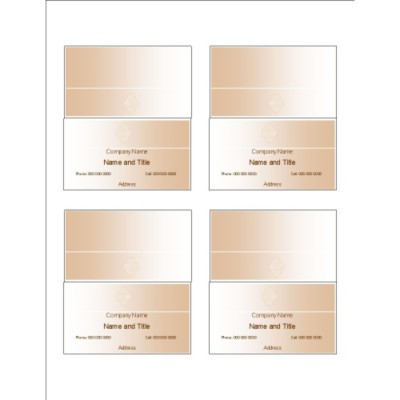 Beige Design Folded Business Cards, 4 per sheet