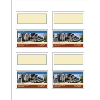 Houses Folded Business Cards, 4 per sheet