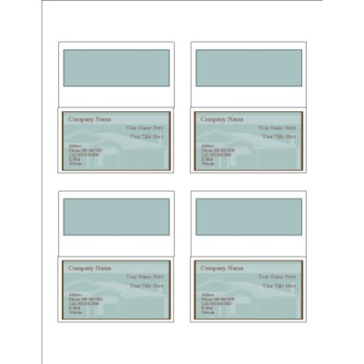 House Silhouette Folded Business Cards, 4 per sheet