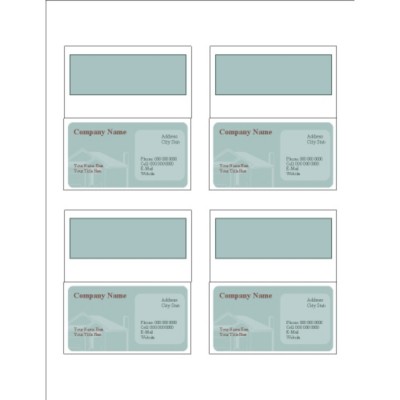 House Shadow Folded Business Cards, 4 per sheet