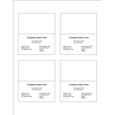 Text Only Folded Business Cards, 4 per sheet