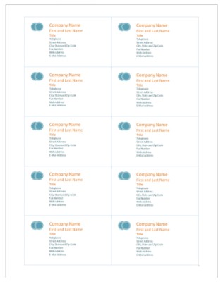 Blue Circles Business Card, Front, 10 per sheet for Microsoft Word for Windows 2007