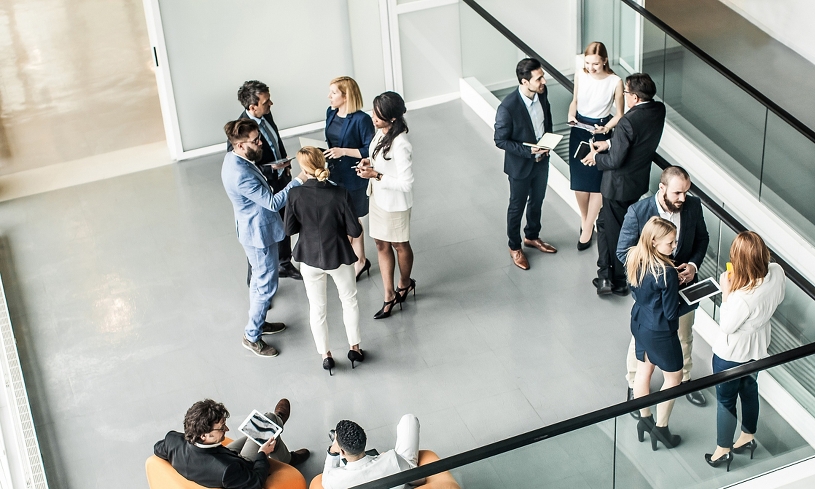 Networking on the tradeshow floor.