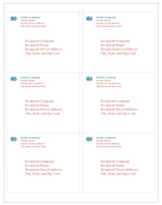 Blue Circles Shipping Label, 6 per sheet for Microsoft Word for Windows 2007