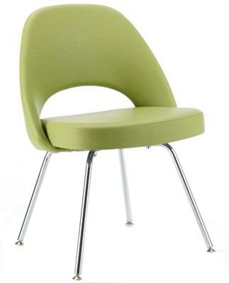 Saarinen Executive Side Chair with Metal Legs in Leather